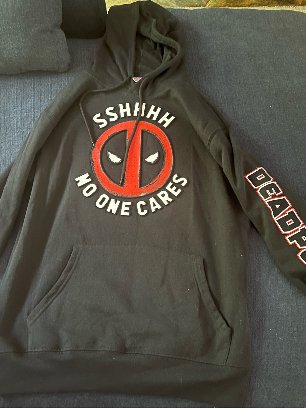 Marvel Deadpool Black Hoodie with Red Graphic